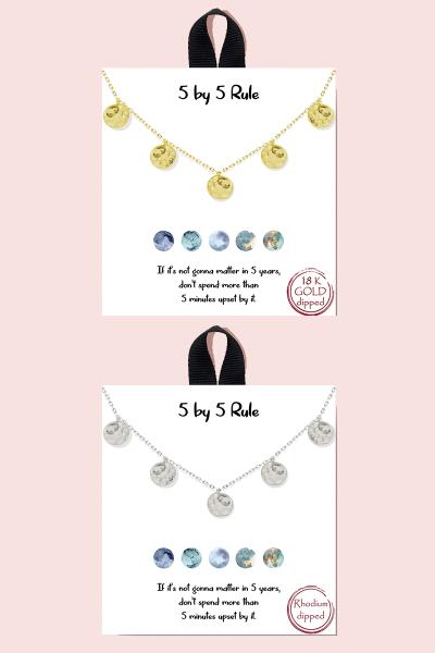 18K Gold Rhodium Dipped 5 by 5 Rule Necklace