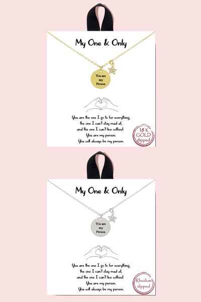 18K GOLD RHODIUM DIPPED MY ONE & ONLY PENDANT NECKLACE