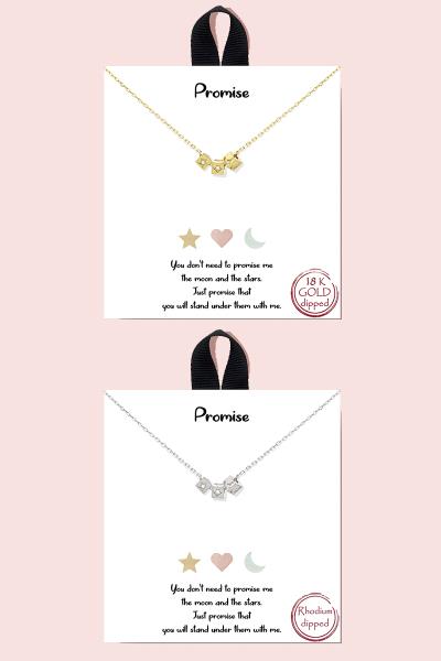 18K Gold Rhodium Dipped Promise Necklace