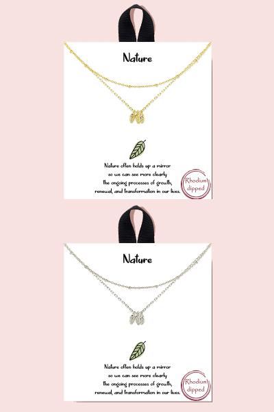 18K GOLD RHODIUM DIPPED NATURE PENDANT NECKLACE