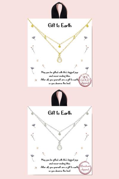 18K GOLD RHODIUM DIPPED GIFT TO EARTH PENDANT NECKLACE