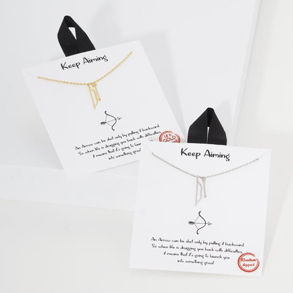18K GOLD RHODIUM DIPPED KEEP AIMING NECKLACE