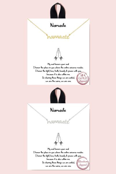 18K GOLD RHODIUM DIPPED NAMASTE NECKLACE