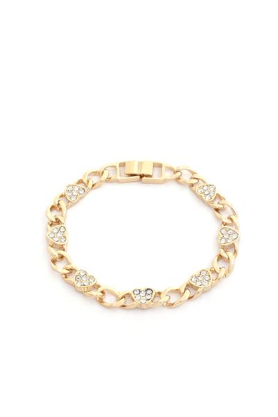 Metal Rhinestone Heart Bracelet