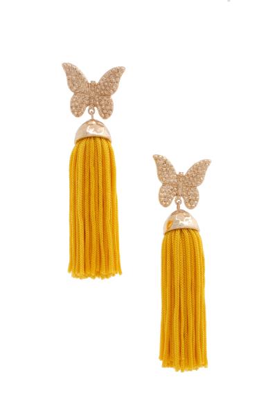 Metal Butterfly Tassel Dangle Earring