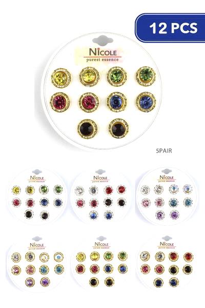 Color Stone Stud Earring (12 Units)