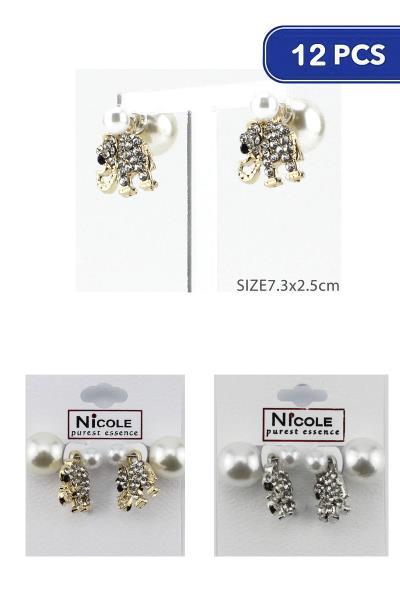 Rhinestone Pearl Back Earring (12 Units)