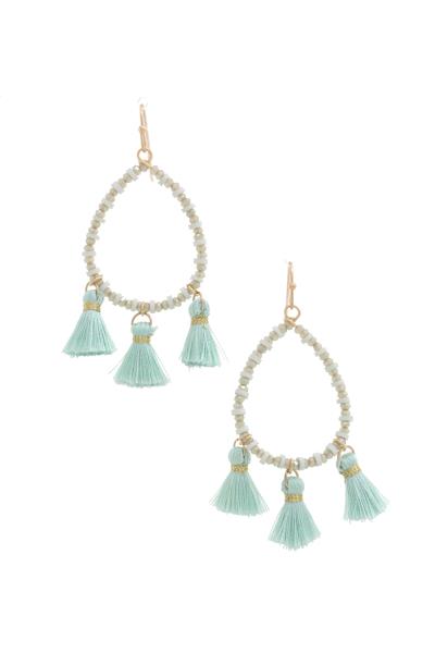 Beaded Tassel Dangle Earring
