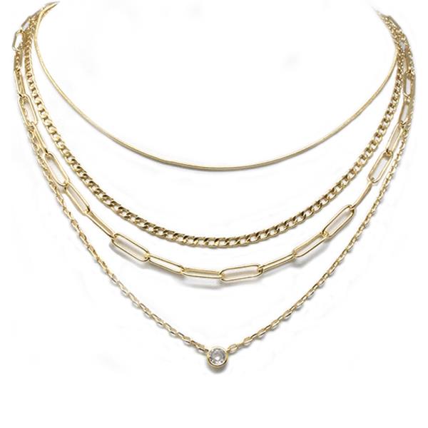 4 Layered Metal Chain Necklace