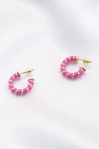 Color Swirl Metal Huggie Earring