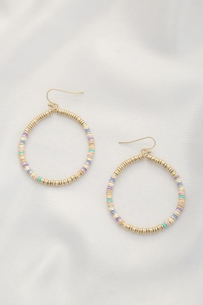 Rubber Disc Metal Bead Round Dangle Earring