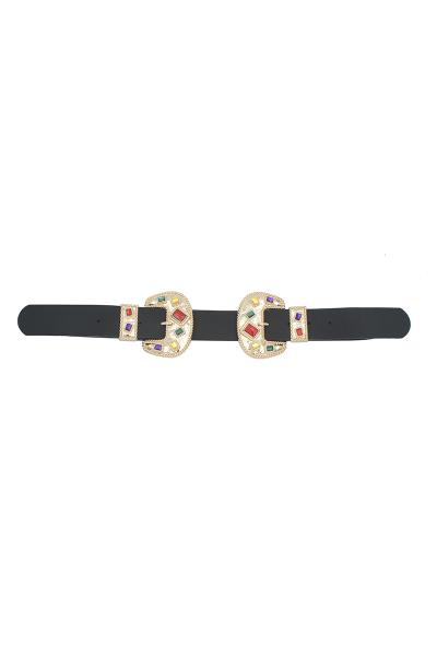 JEWELED DOUBLE BUCKLE BELT
