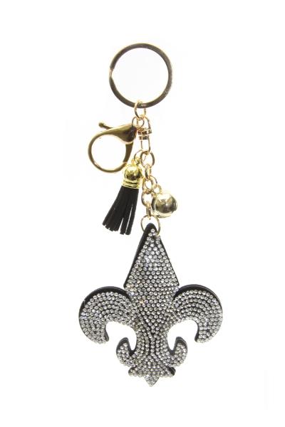 RHINESTONE FLEUR DE LIS KEY CHAIN