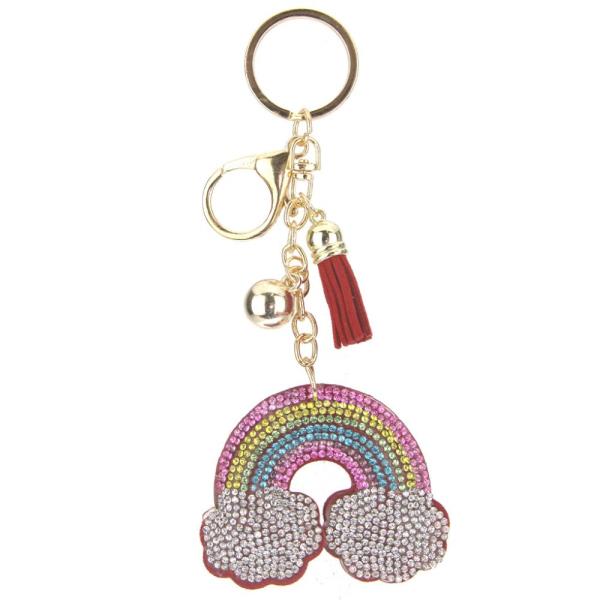 RHINESTONE RAINBOW CLOUD KEY CHAIN