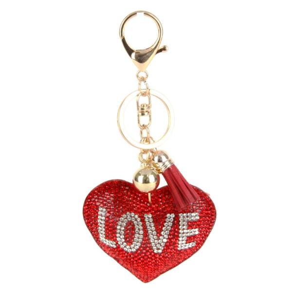 RHINESTONE HEART LOVE KEY CHAIN