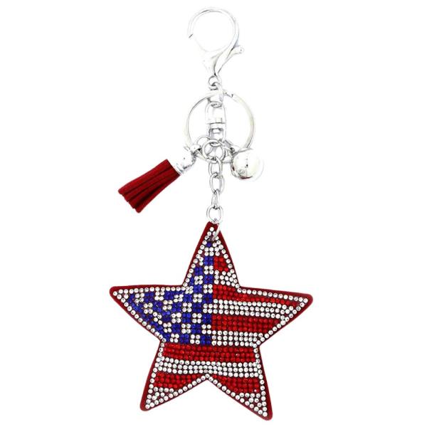 RHINESTONE STAR U.S.A KEY CHAIN