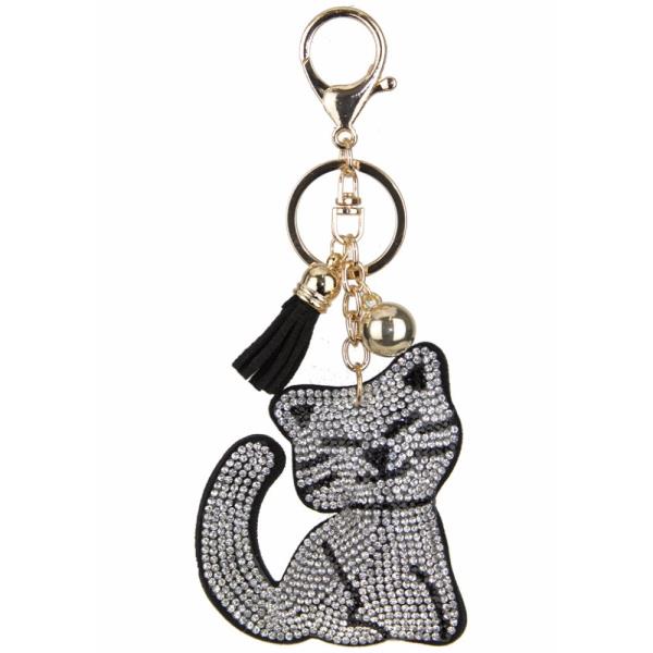 RHINESTONE CAT KEY CHAIN