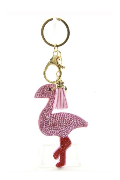 RHINESTONE FLAMINGO KEY CHAIN