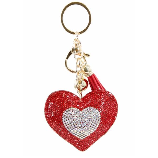 RHINESTONE HEART KEY CHAIN