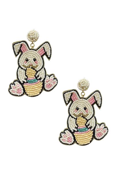 Easter Day Seed Bead Rabbit Dangle Earring