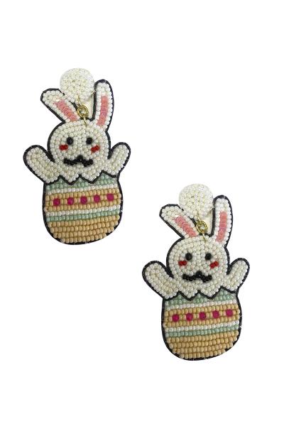 Easter Day Seed Bead Rabbit Dangle Earring