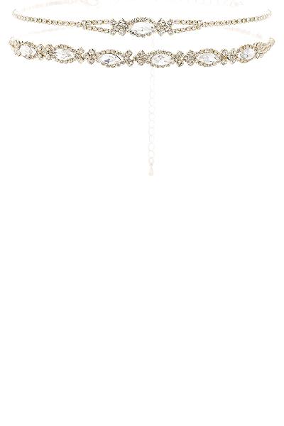 Rhinestone Oval Sideway Double Necklace Set