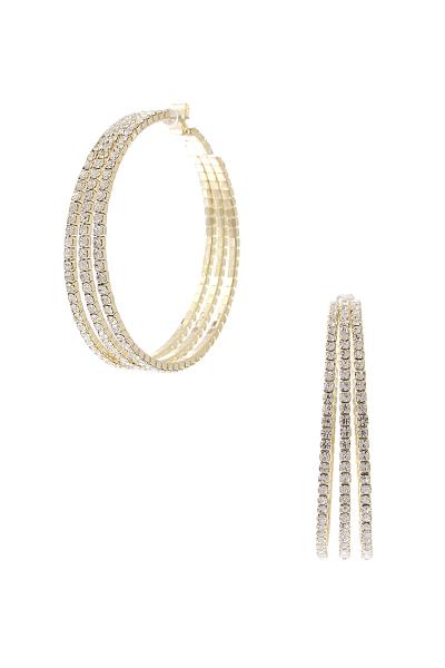 RHINESTONE 3 LAYER HOOP EARRING