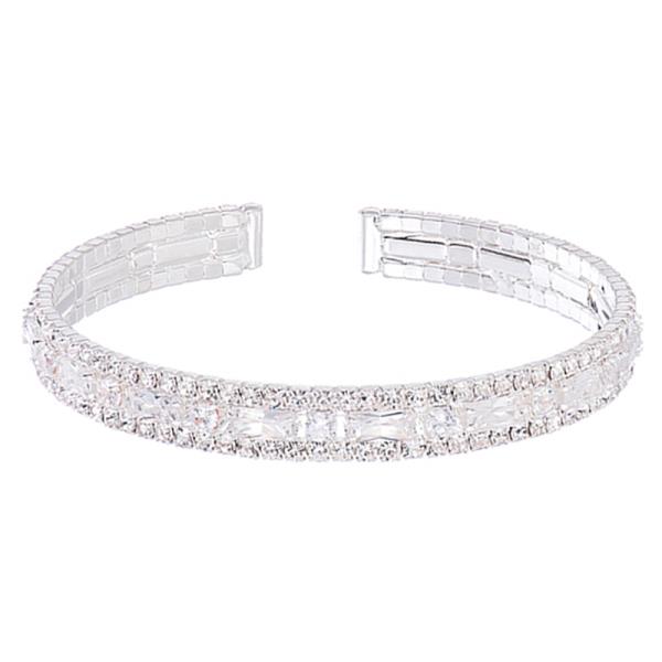 RHINESTONE CRSTAL BAGUETTE CUFF BRACELET