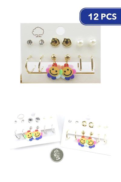 FASHION SMILE EARRING 6 PAIR SET (12 UNITS)