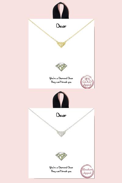18K GOLD RHODIUM DIPPED DEAR PENDANT NECKLACE
