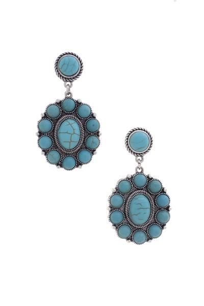 WESTERN CONCHO DANGLE EARRING