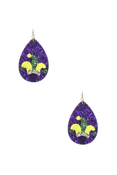 Mardi Gras Dangle Earring