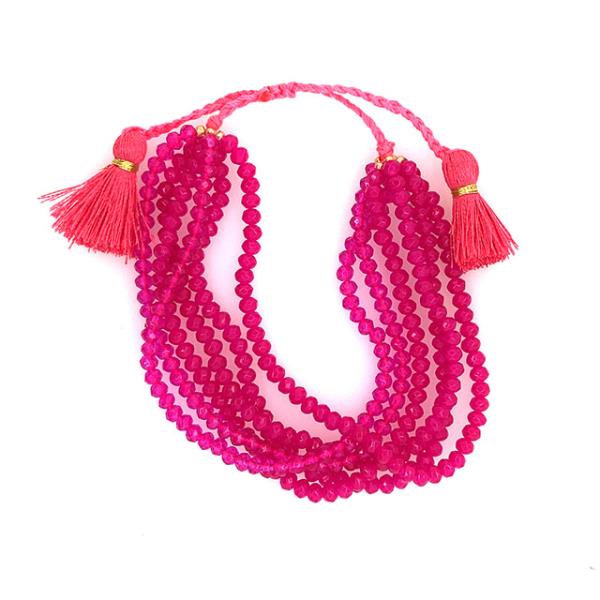 Beaded Layered Tassel Slide Bracelet