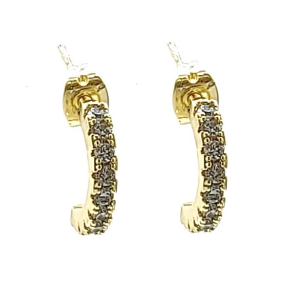 Rhinestone Half Open Circle Earring
