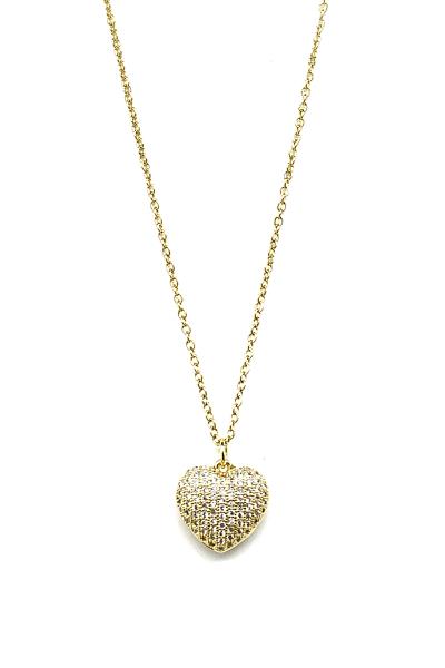 RHINESTONE HEART PENDANT NECKLACE