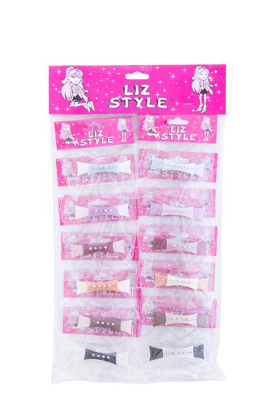Liz Style Crystal Bow Tie Hair Pin Clip 12 Pc Set