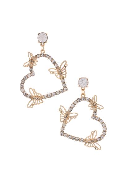Butterfly Heart Rhinestone Dangle Earring