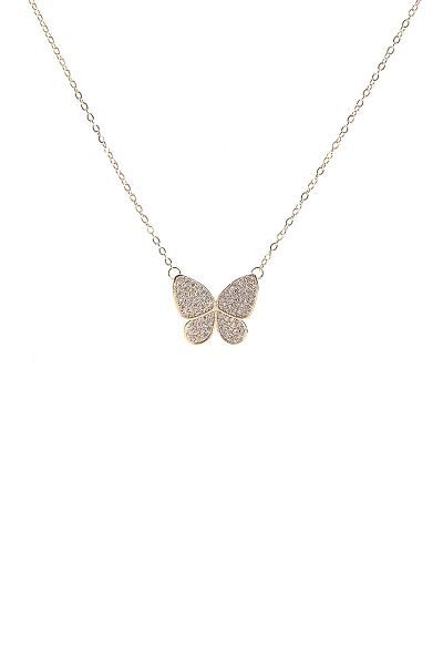 CRYSTAL TILTED BUTTERFLY NECKLACE