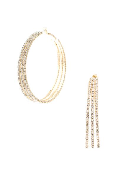 Rhinestone 3 Layer Hoop Earring