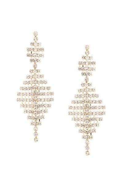 Rhinestone 2 Rhombus Dangle Earring