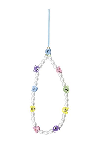 CAT MULTI PEARL PHONE STRAP