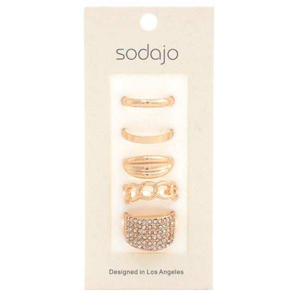 SODAJO Rhinestone Metal Assorted Ring Set