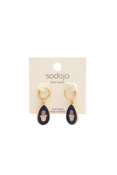 SODAJO Teardrop Hamsa Hand Huggie Earring