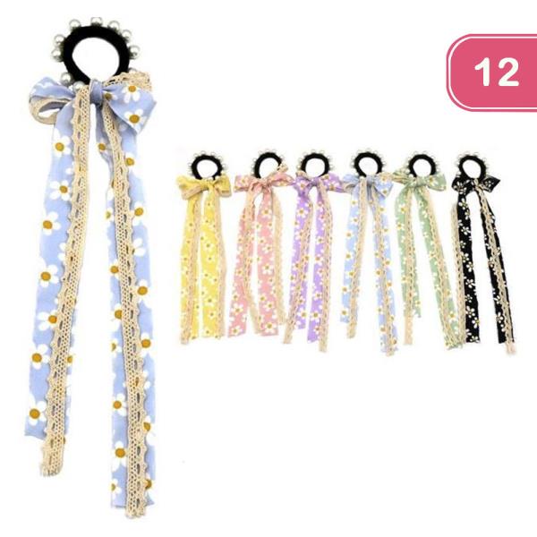 Flower Tassel Pearl Hair Tie (12 Units)