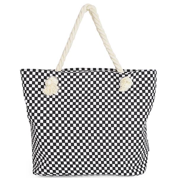 CHECKER PATTERN PRINT TOTE BAG