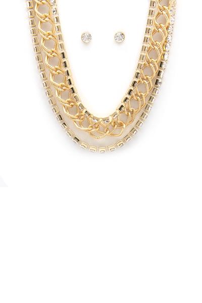Chunky Rhinestone Layered Necklace
