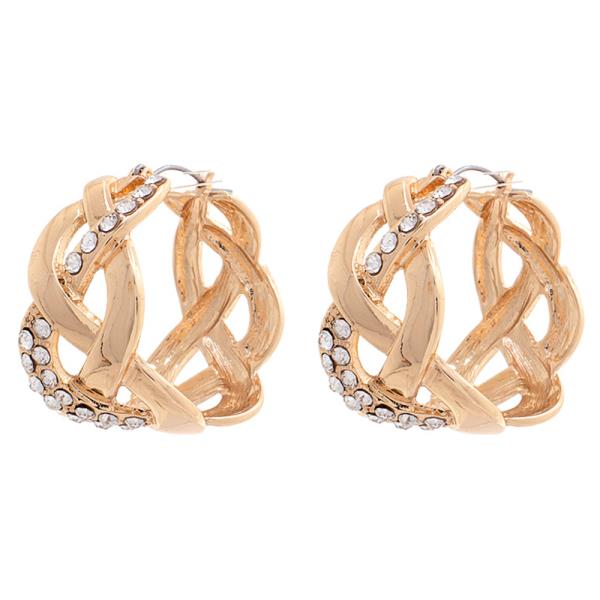 BRAIDED RHINESTONE METAL EARRING