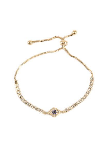 Rhinestone Evil Eye Adjust Bracelet