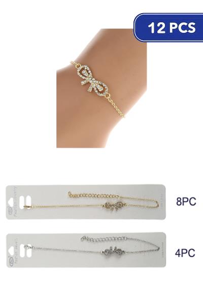 Rhinestone Ribbon Bracelet (12 Units)