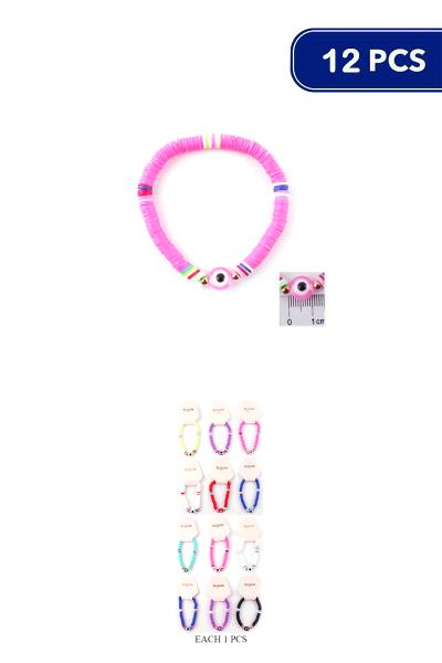 Evil Eye Color Disc Bead Bracelet (12 Units)